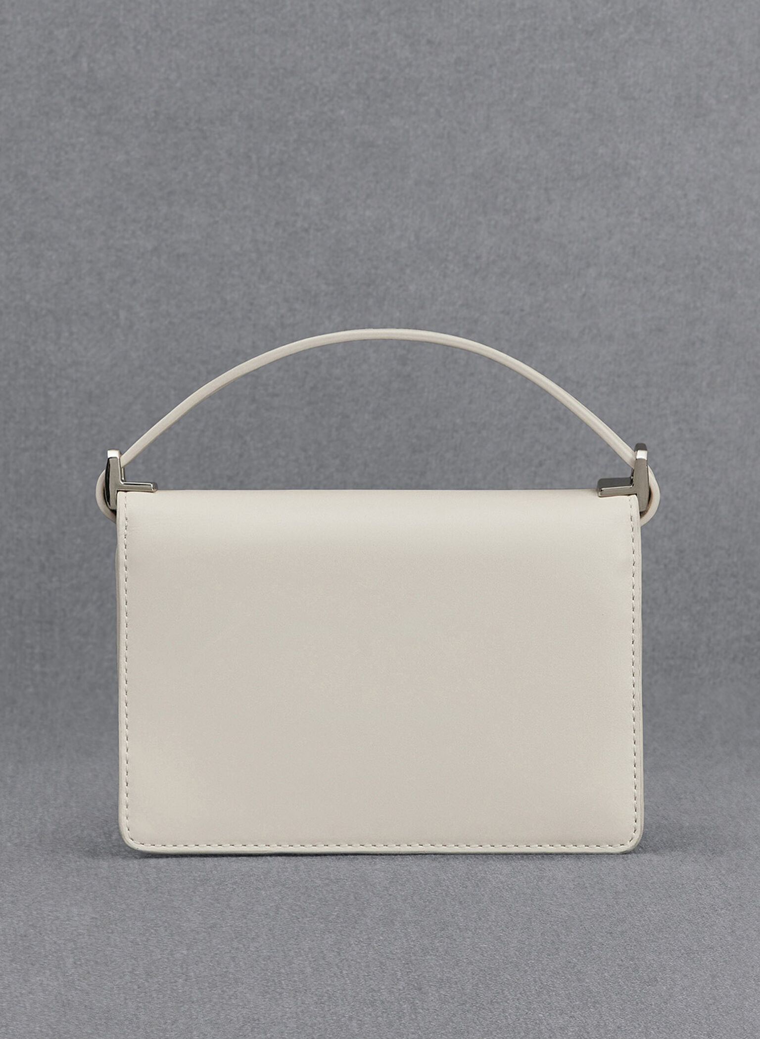 Leather Boxy Bag, White, hi-res