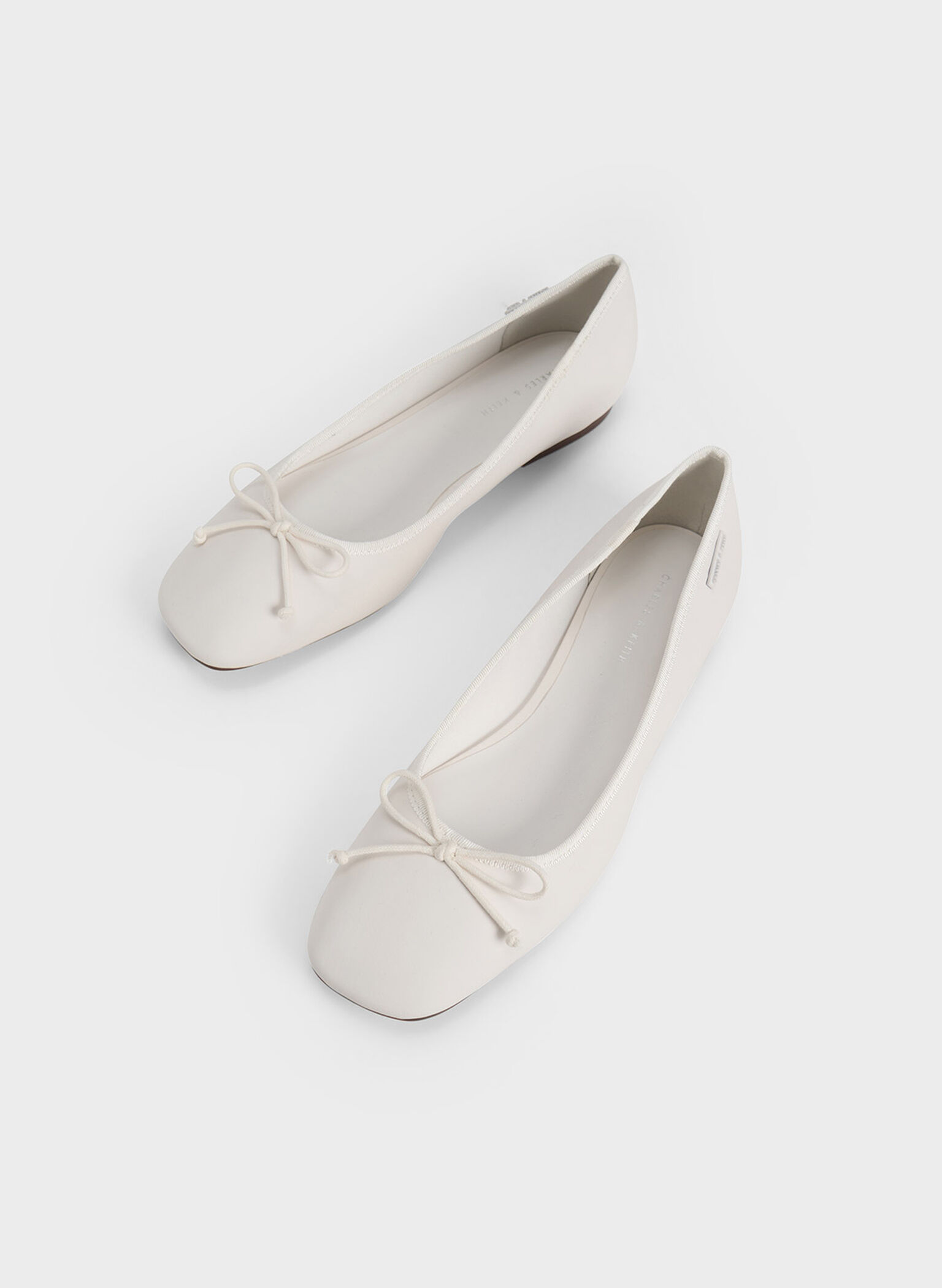 Rhea Bow Ballerinas, White, hi-res