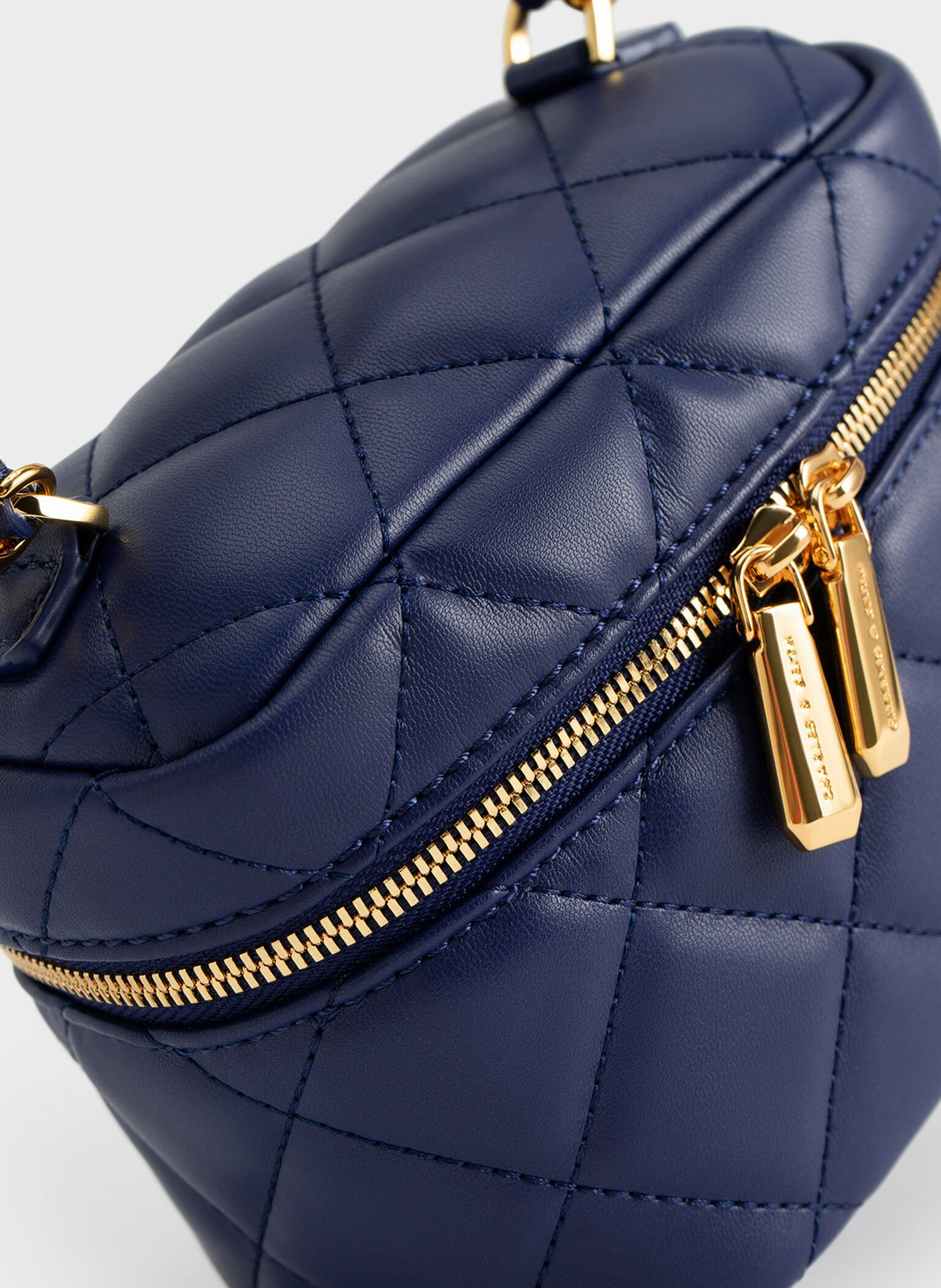 Quilted Vanity Pouch, Navy, hi-res