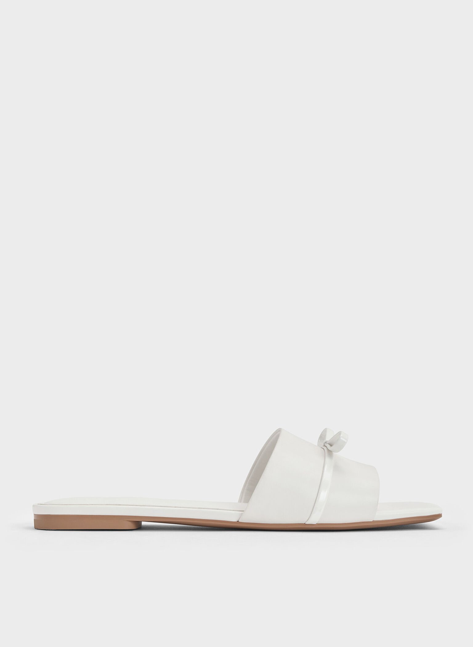 Bow Slide Sandals, White, hi-res