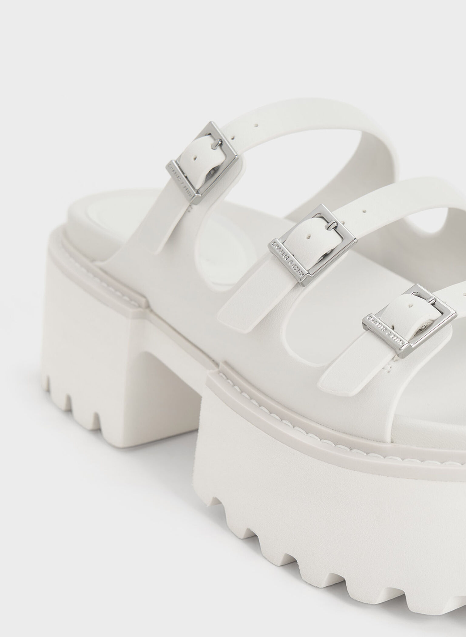 Nadine Triple-Strap Platform Sandals, White, hi-res