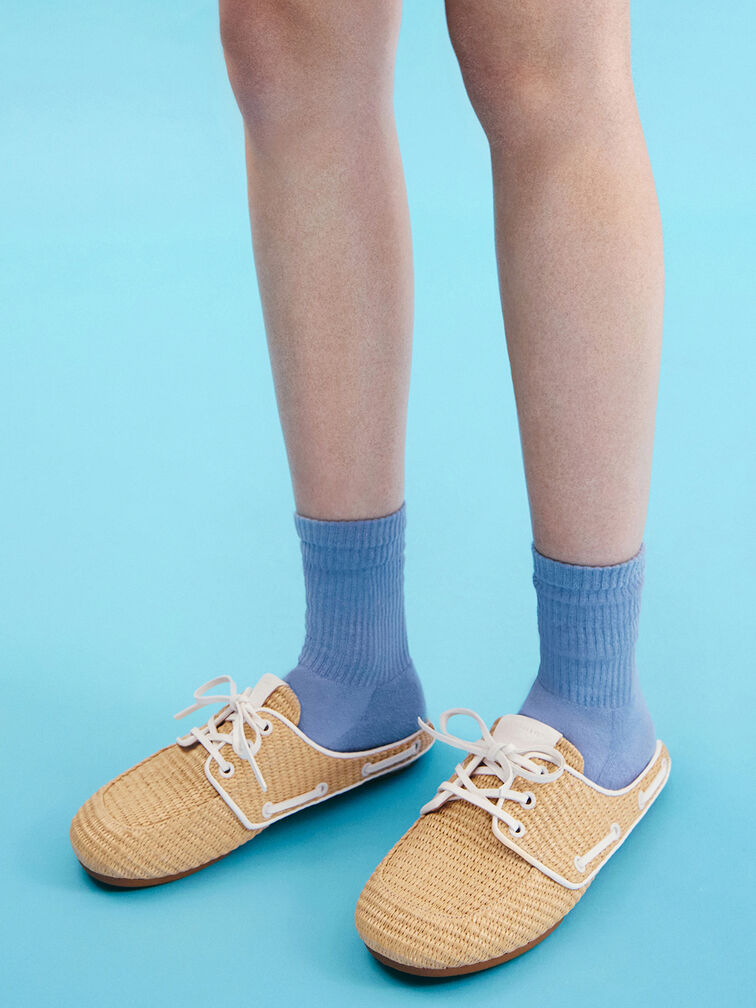 Raffia Slip-On Boat Shoes, Sand, hi-res