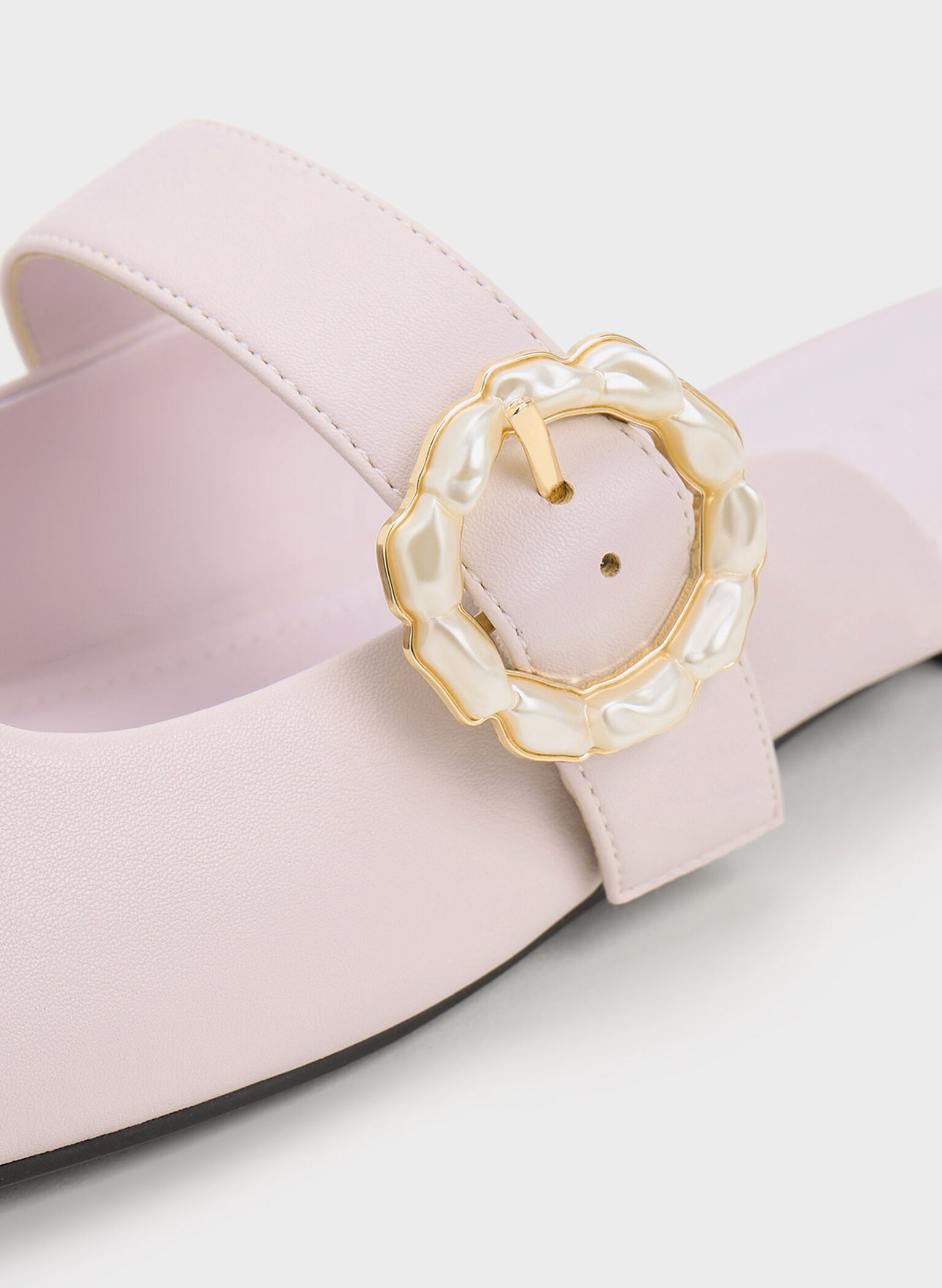 Patent Pearl Buckle Mary Jane Mules, Lilac, hi-res