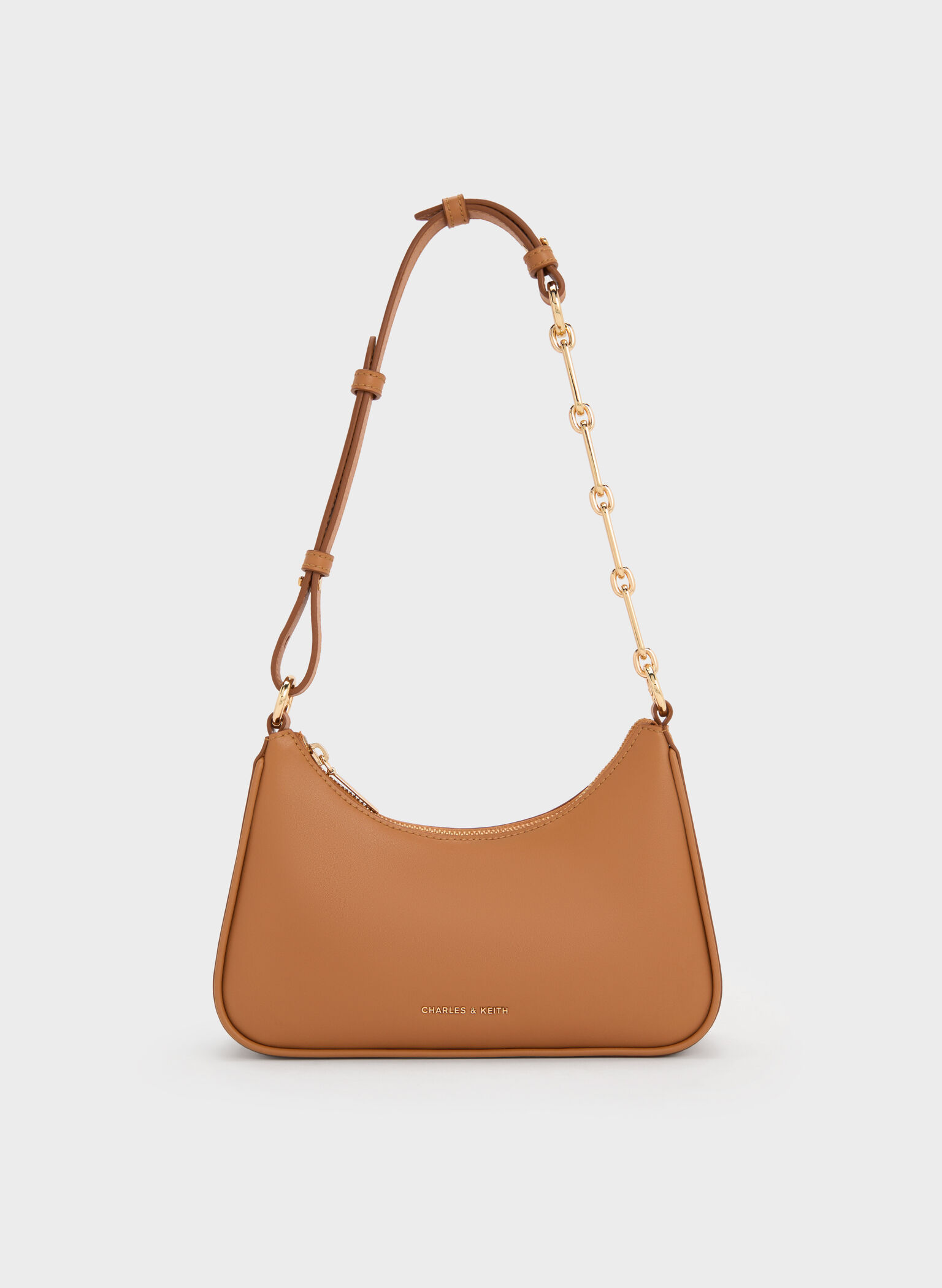 Lane Chain-Link Shoulder Bag, Russet Brown, hi-res