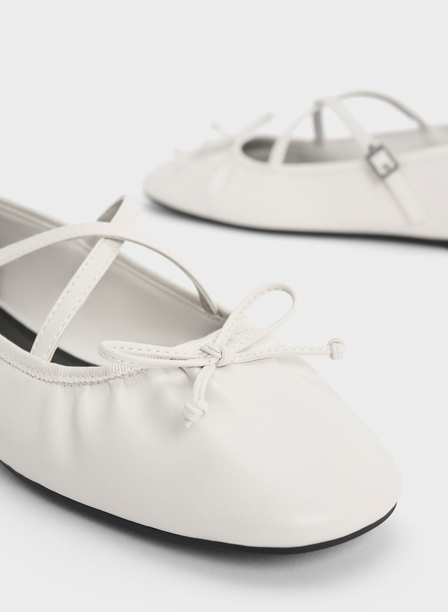 Crossover-Strap Mary Jane Flats, White, hi-res