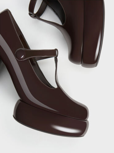 Darcy Patent T-Bar Platform Mary Janes, Dark Brown, hi-res