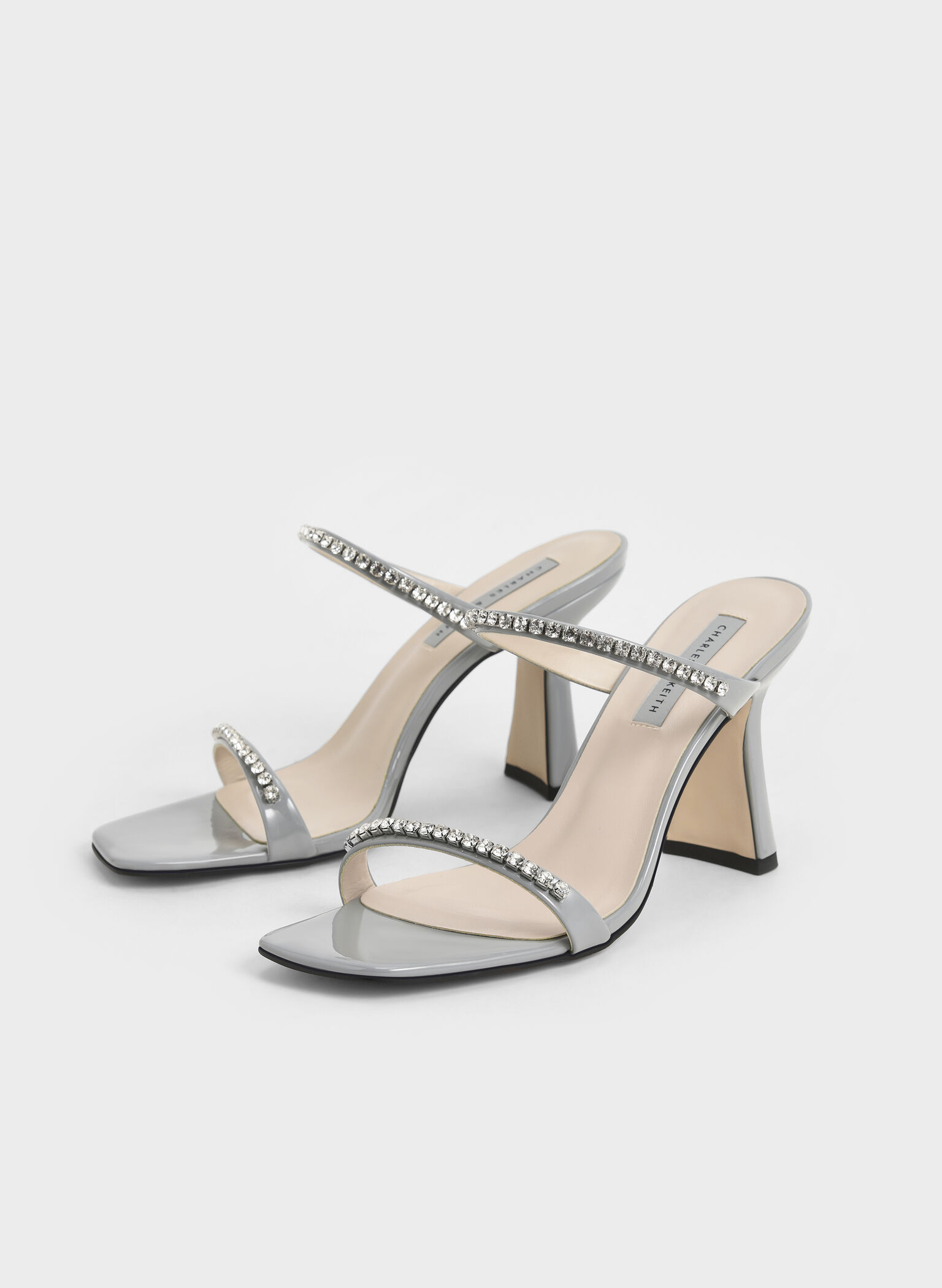 Patent Gem-Encrusted Heeled Sandals, Light Blue, hi-res