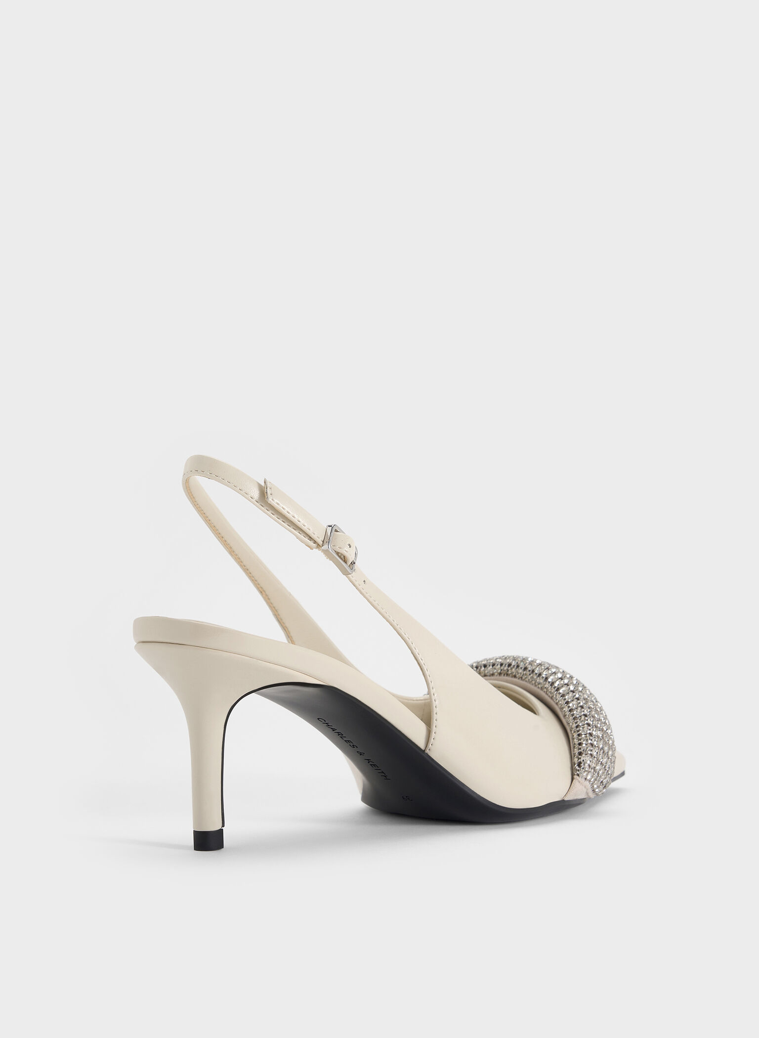 Crystal-Embellished Pointed-Toe Slingback Pumps, Chalk, hi-res