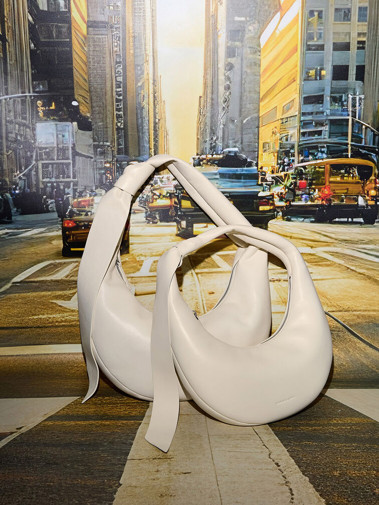 Toni Knotted Crescent Hobo Bag, Chalk, hi-res