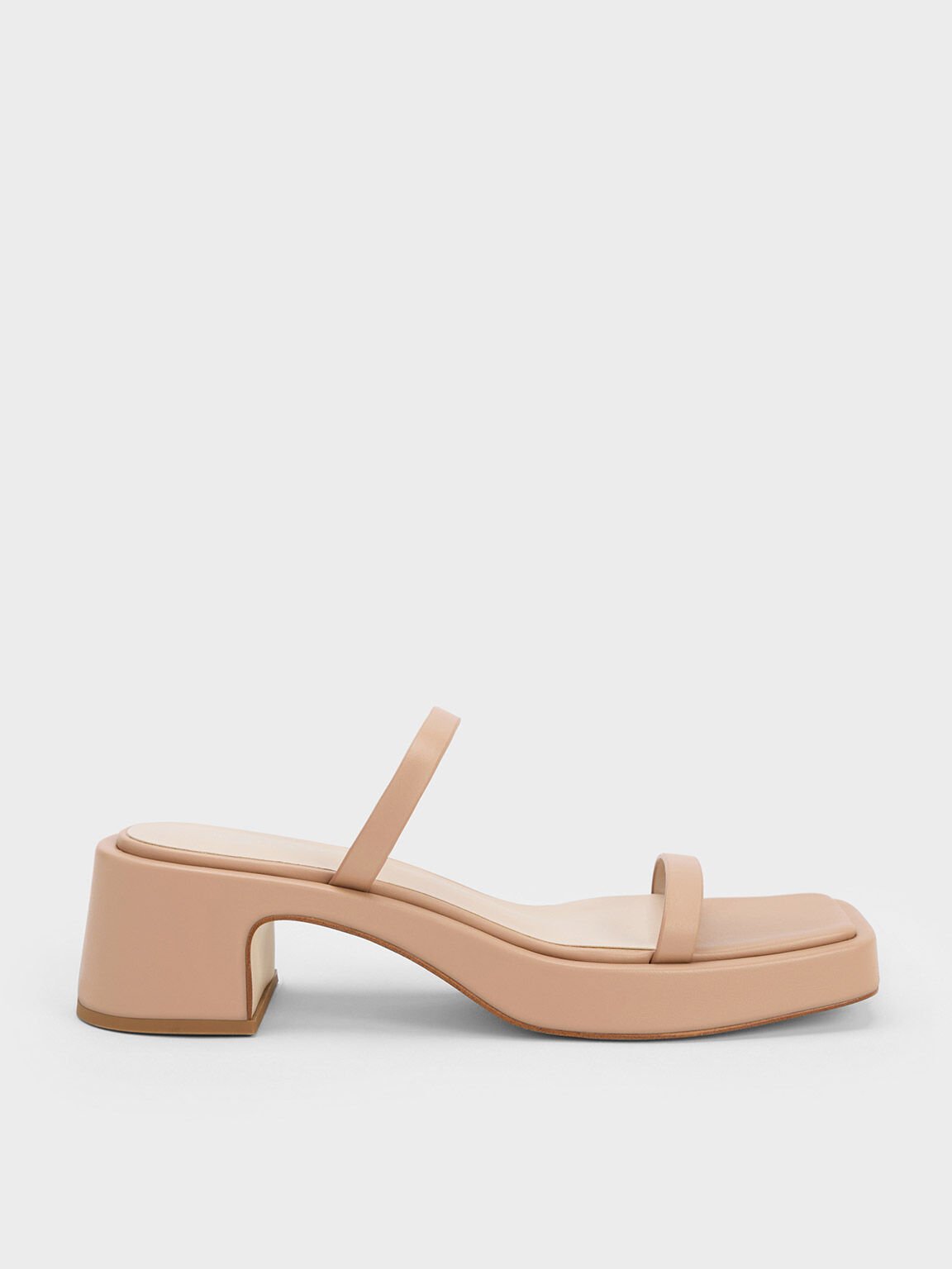 Square Toe Platform Sandals Nude