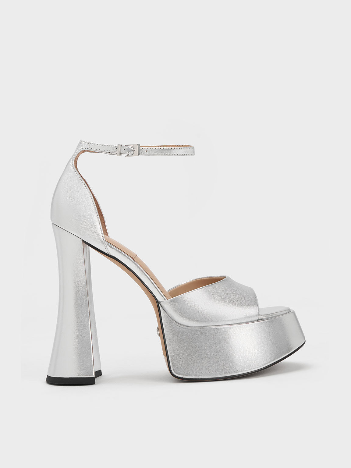 Michelle Metallic Leather Platform Sandals Silver