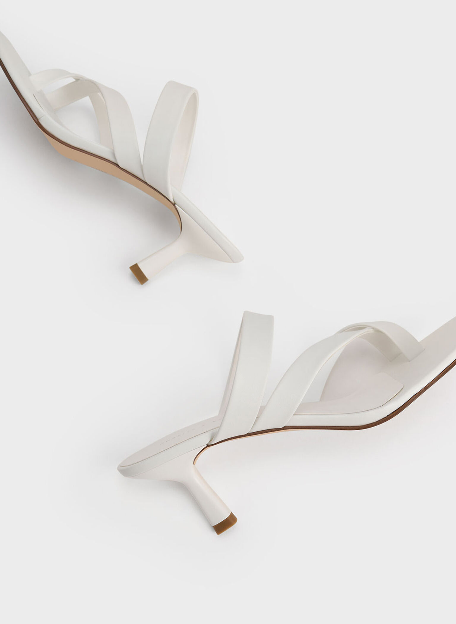 Asymmetric Toe Ring Heeled Sandals, White, hi-res