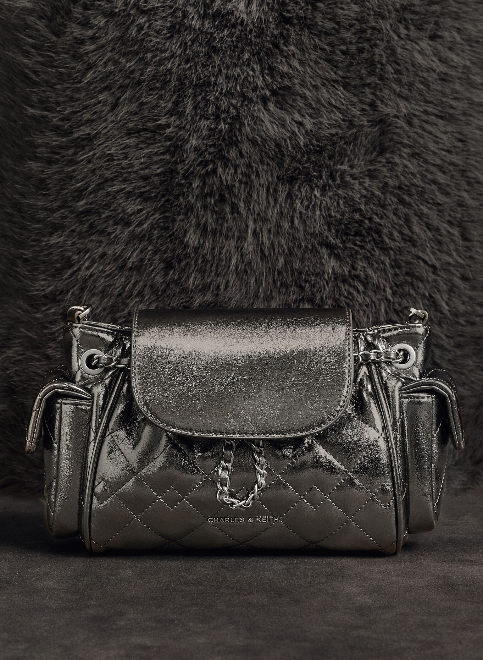 Duo Quilted Two-Way Front Flap Backpack, Pewter, hi-res