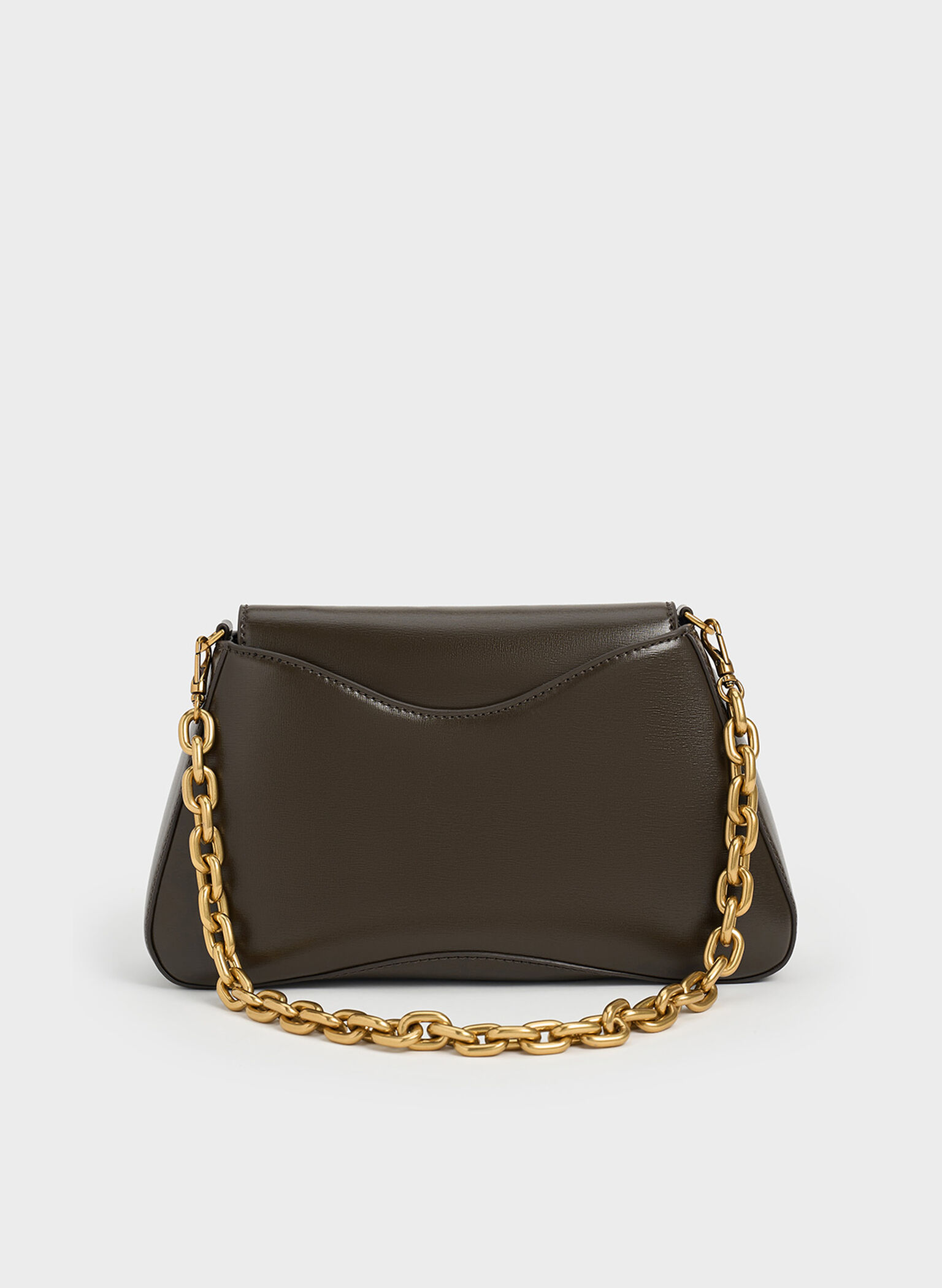 Sybill Trapeze Chain-Handle Bag, Dark Moss, hi-res