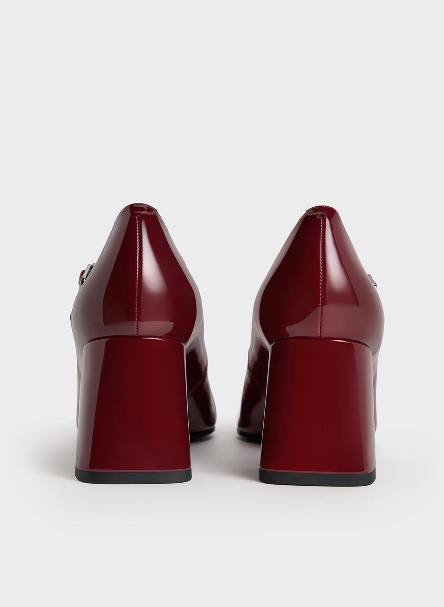 Patent Block-Heel Mary Jane Pumps, Maroon, hi-res