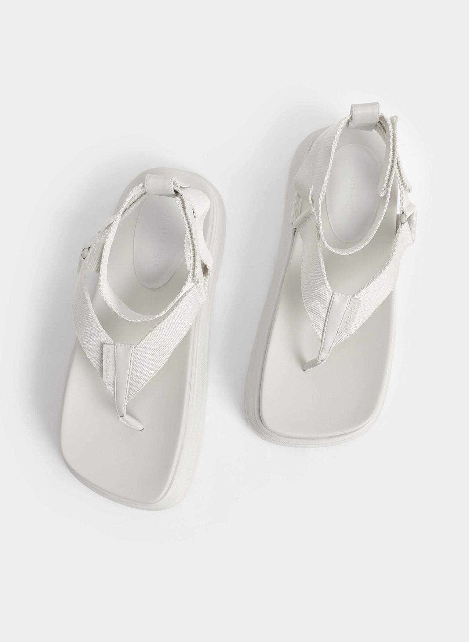 Joss Ankle-Strap Flatform Thong Sandals, Chalk, hi-res