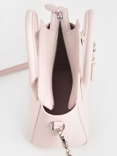 Double Handle Trapeze Tote, Light Pink, hi-res