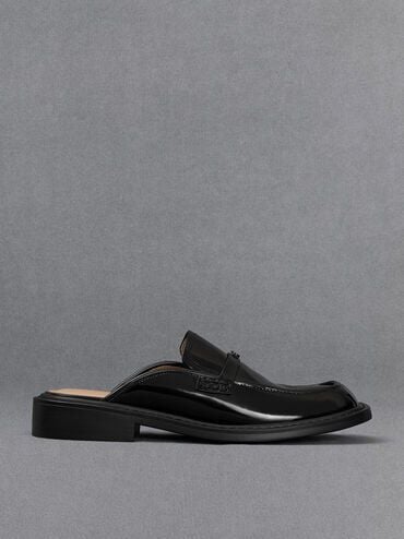 Black leather loafer best sale mules