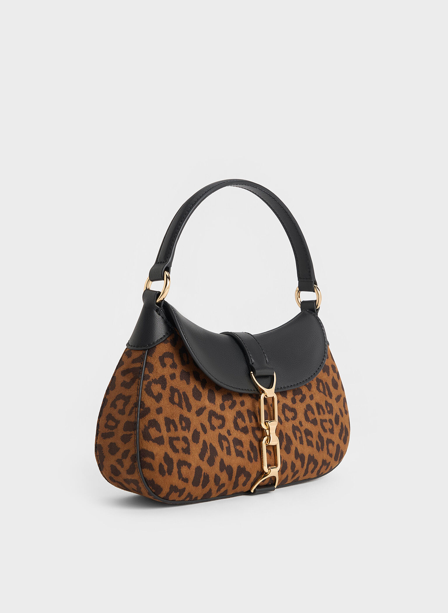 Agatha Leopard-Print Chain-Accent Hobo Bag, Multi, hi-res