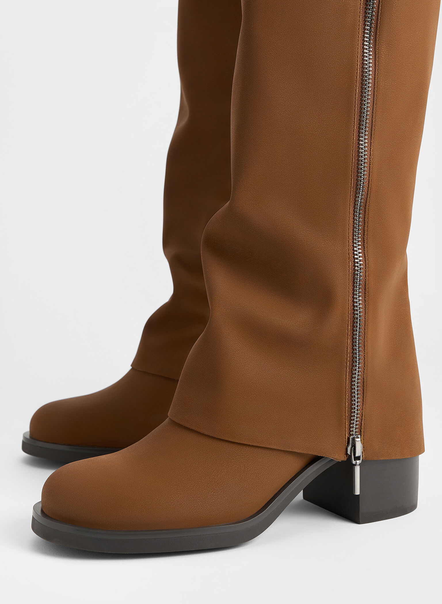 Louise Textured Side-Zip Knee-High Boots, Brown, hi-res