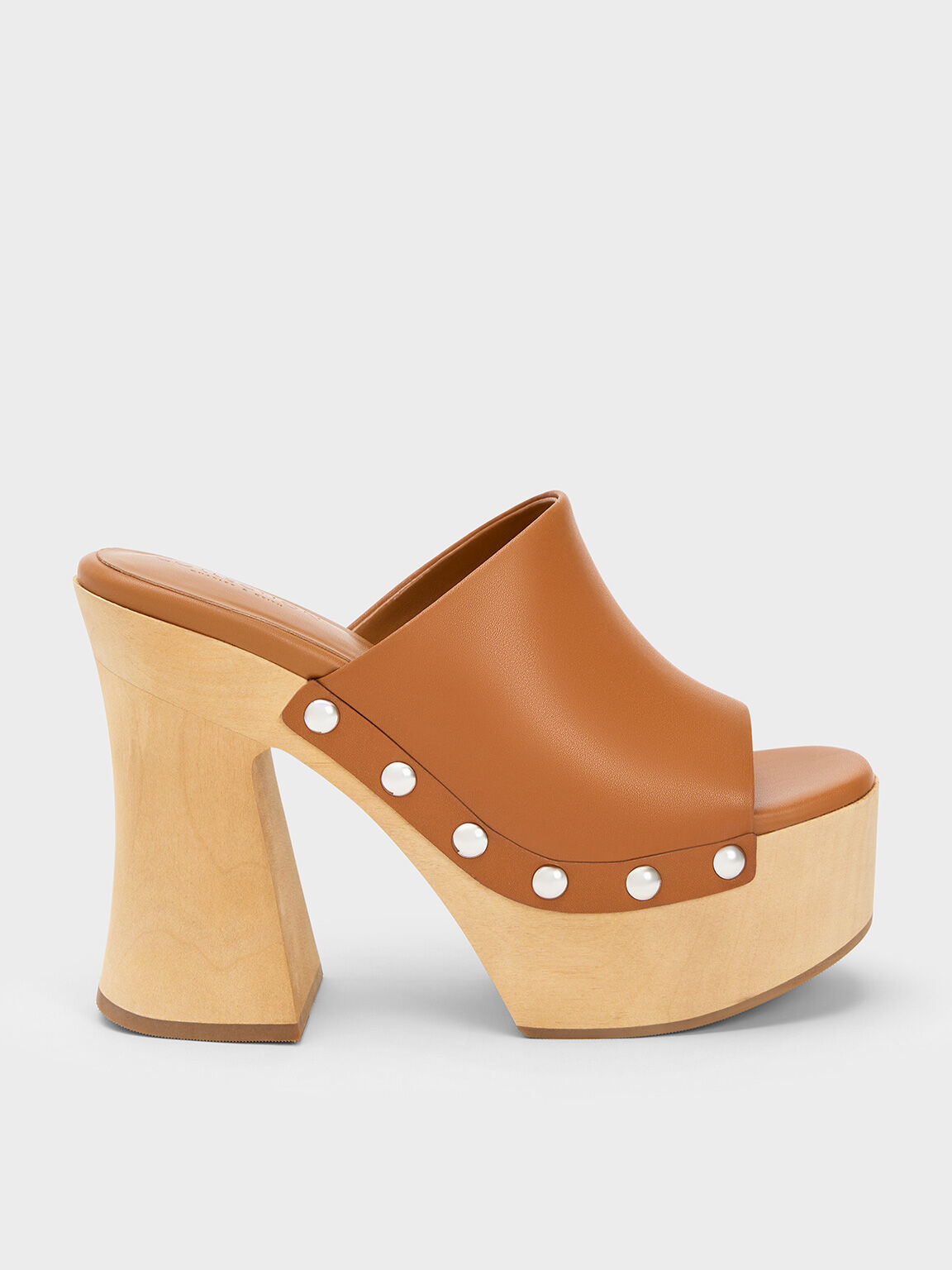 Brown Tabitha Leather Platform Clogs CHARLES KEITH UK