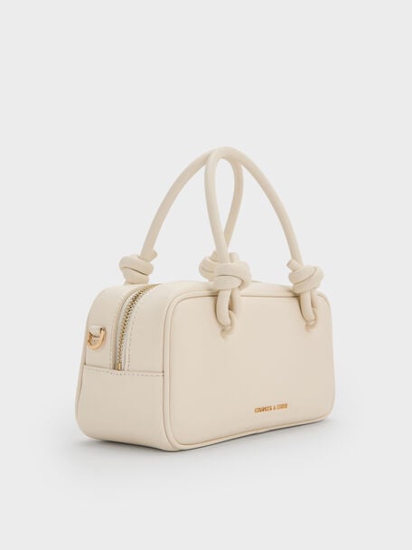 Sammie Knotted-Handle Elongated Bag, Cream, hi-res