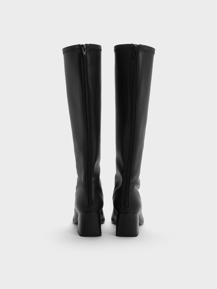 Block Heel Knee Boots, Black, hi-res