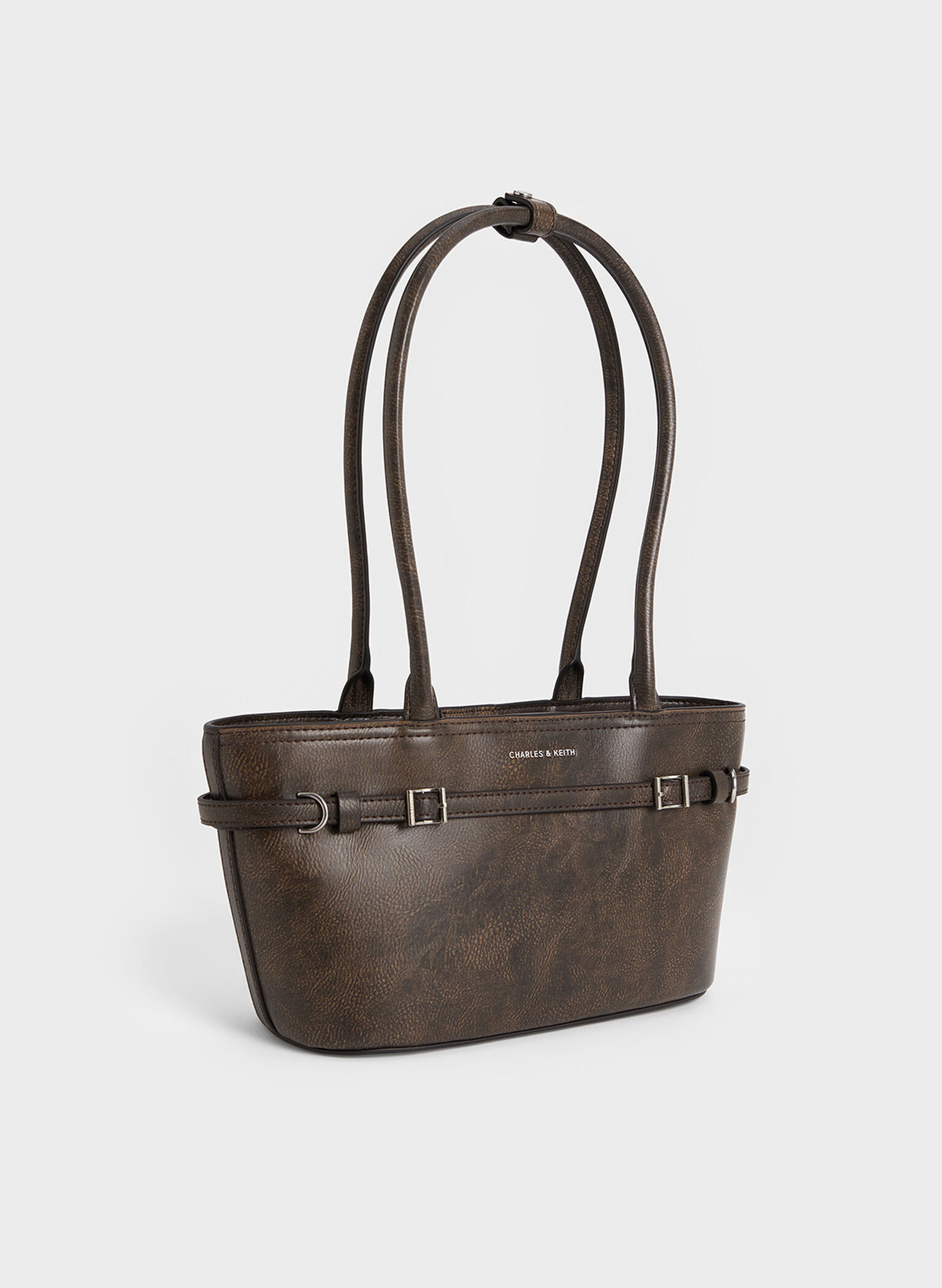 Sloane Elongated-Handle Shoulder Bag, Dark Brown, hi-res