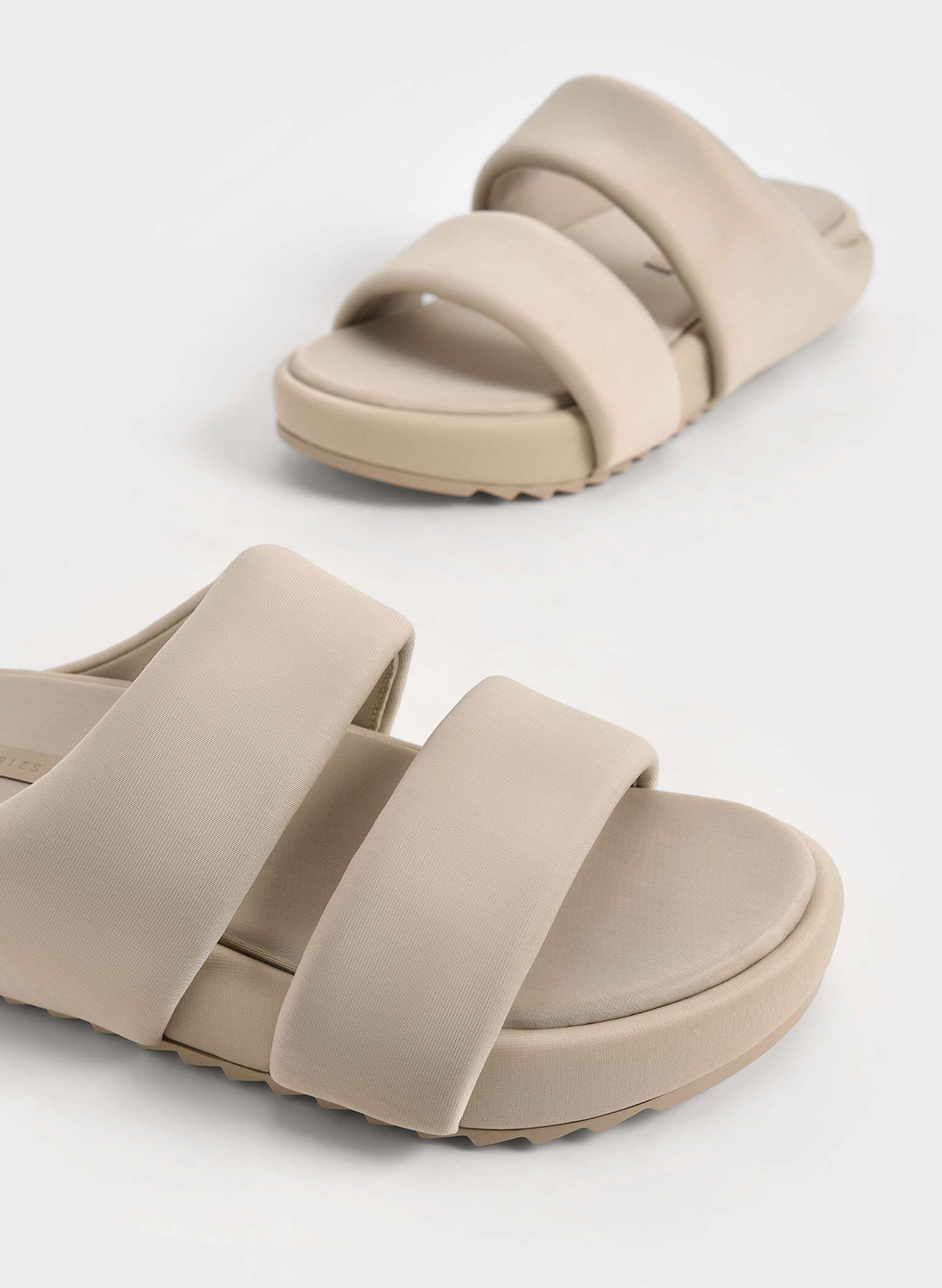 Recycled Polyester Padded Slide Sandals, Sand, hi-res
