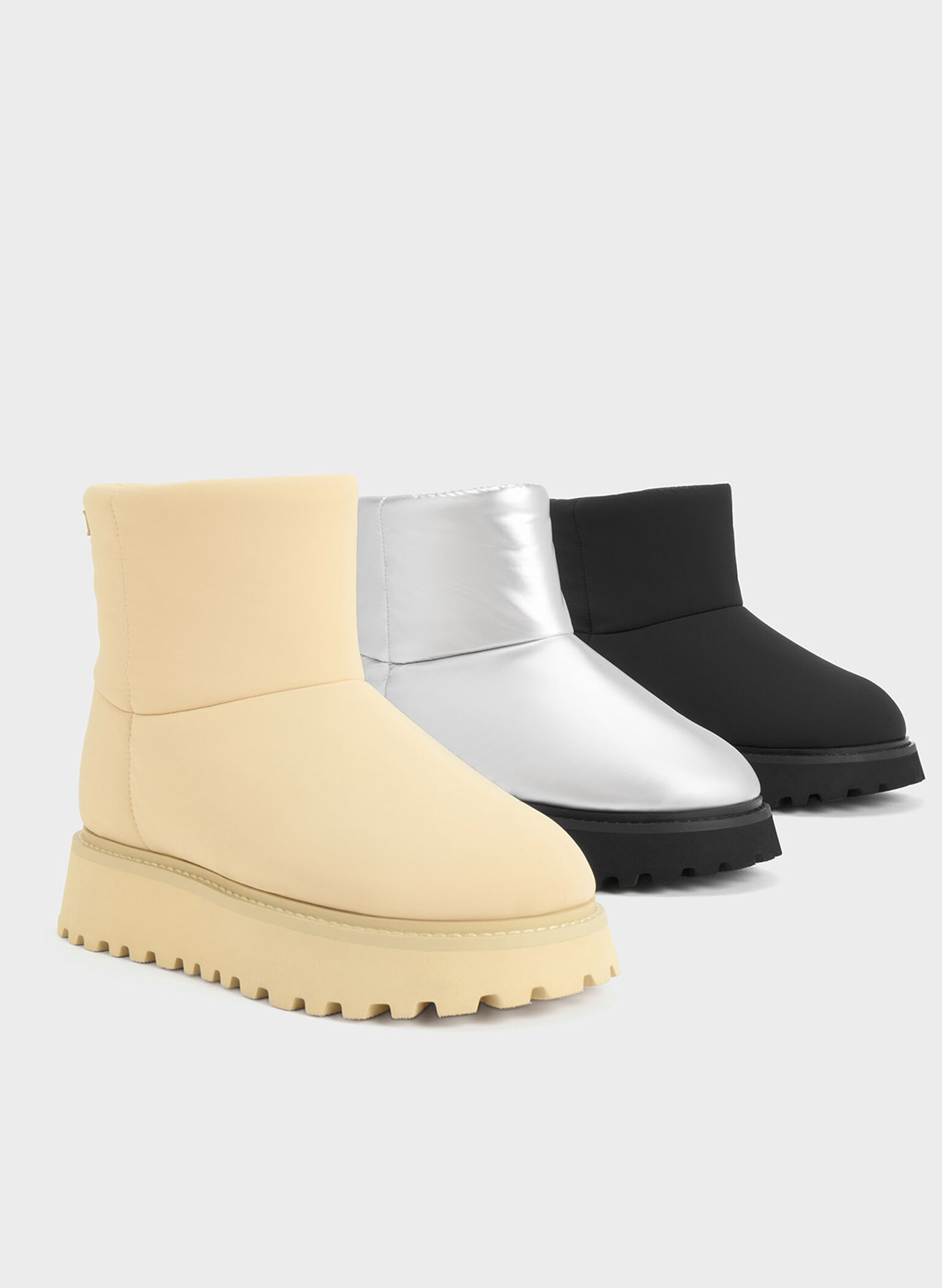 Romilly Puffy Ankle Boots, Silver, hi-res