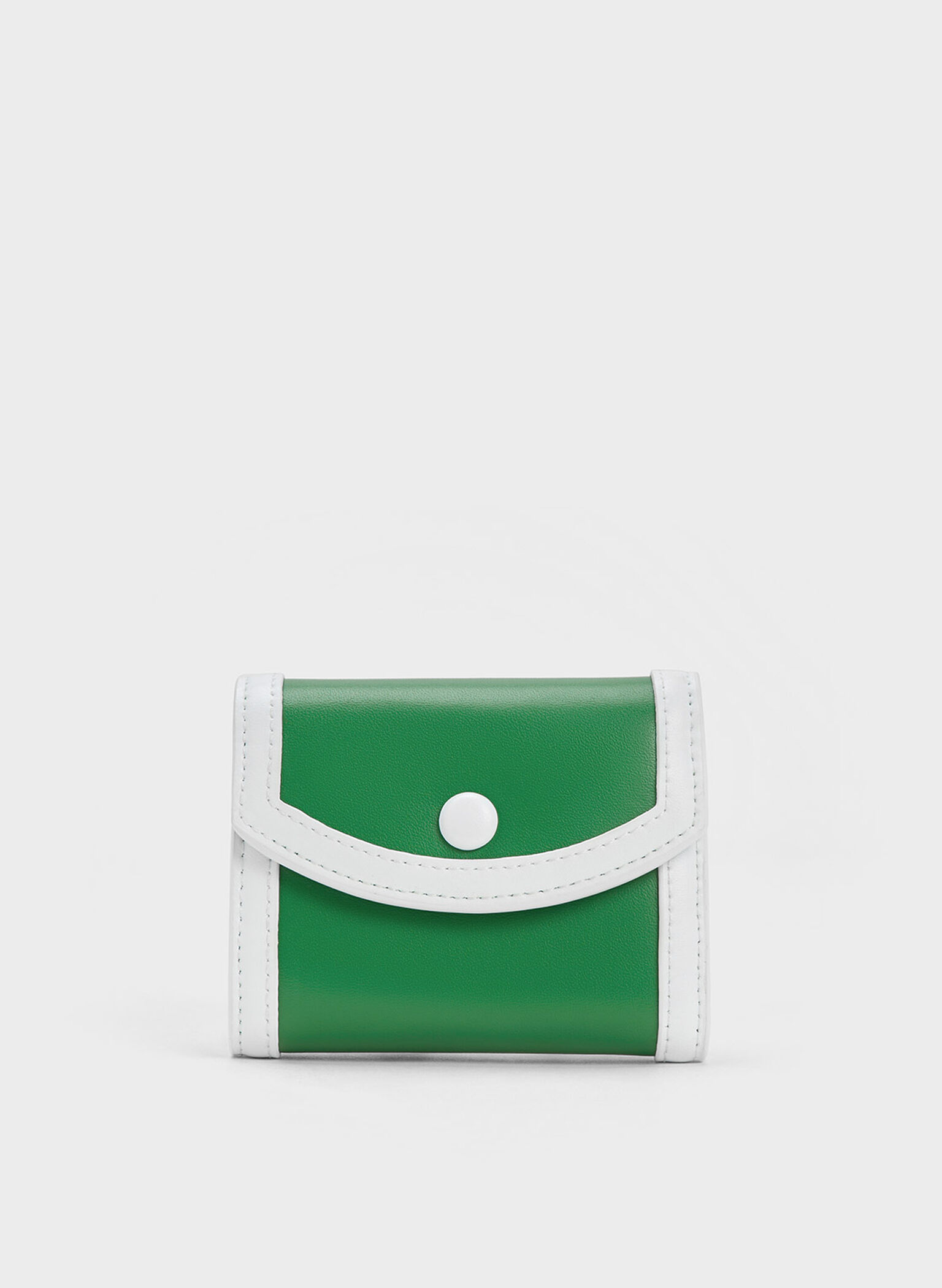 Alouette Contrast Trim Small Wallet, Green, hi-res