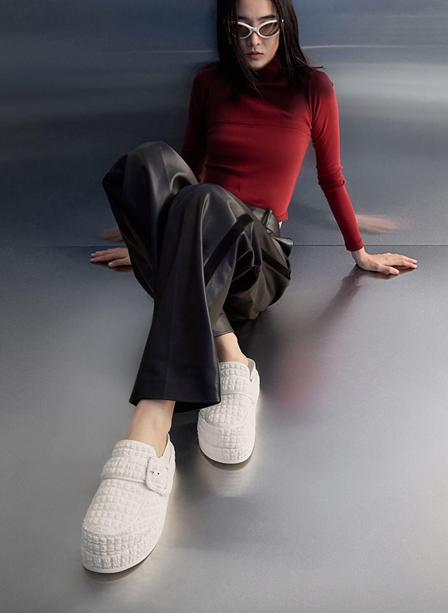 Loren Textured Flatform Mules, Chalk, hi-res