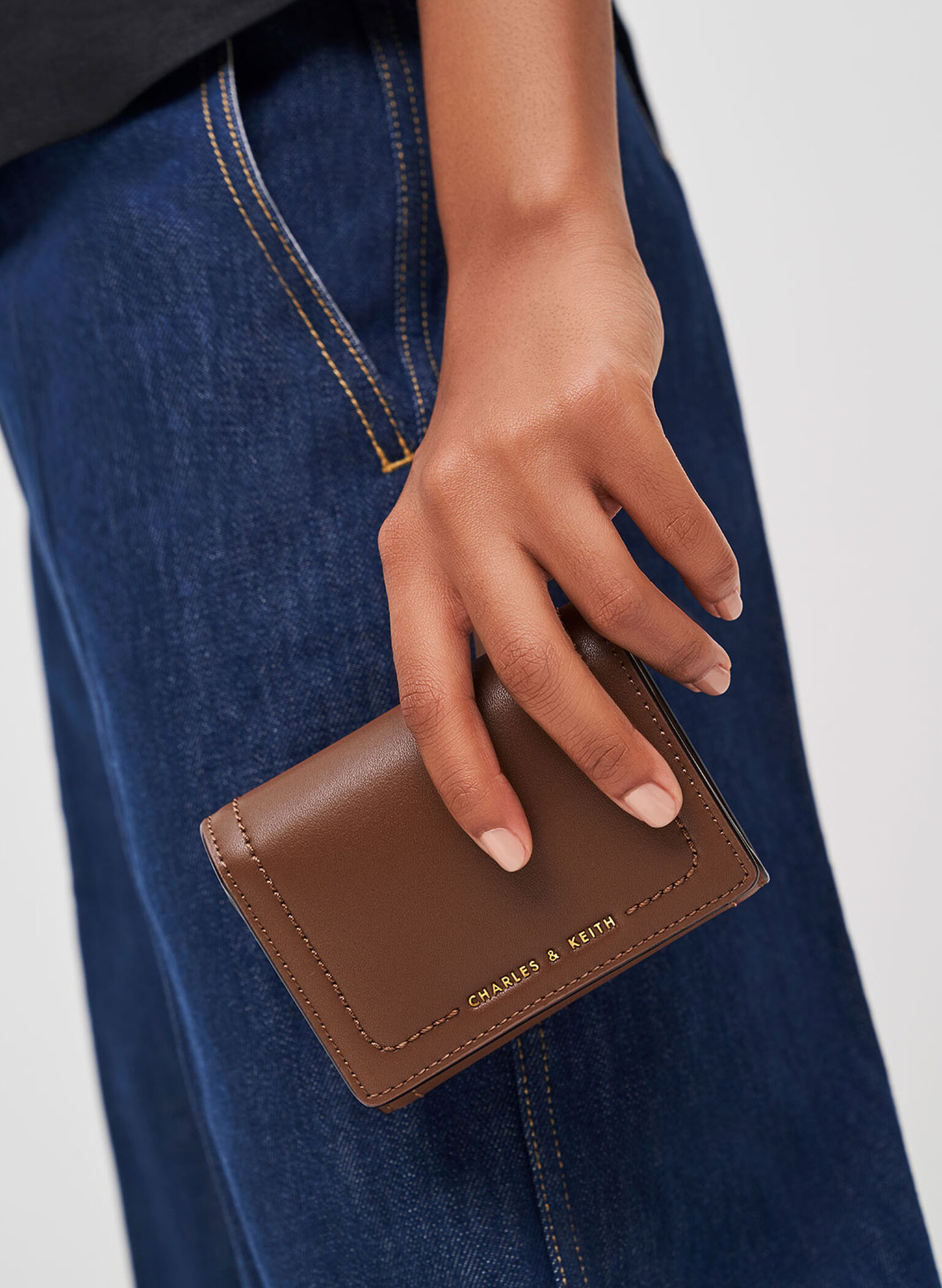 Sonnet Snap-Button Small Wallet, Chocolate, hi-res