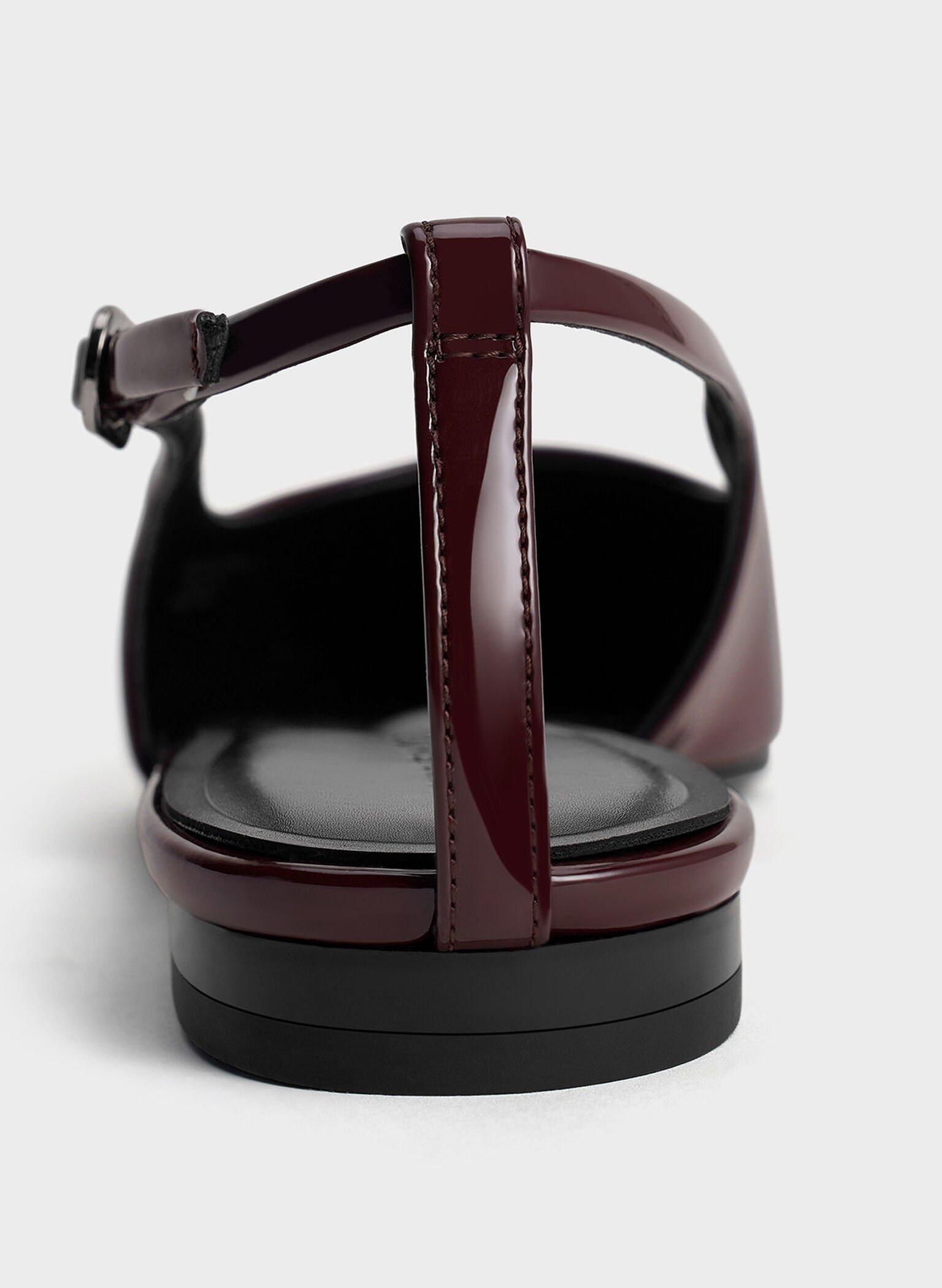 Patent Cut-Out Pointed-Toe Slingback Flats, Burgundy, hi-res