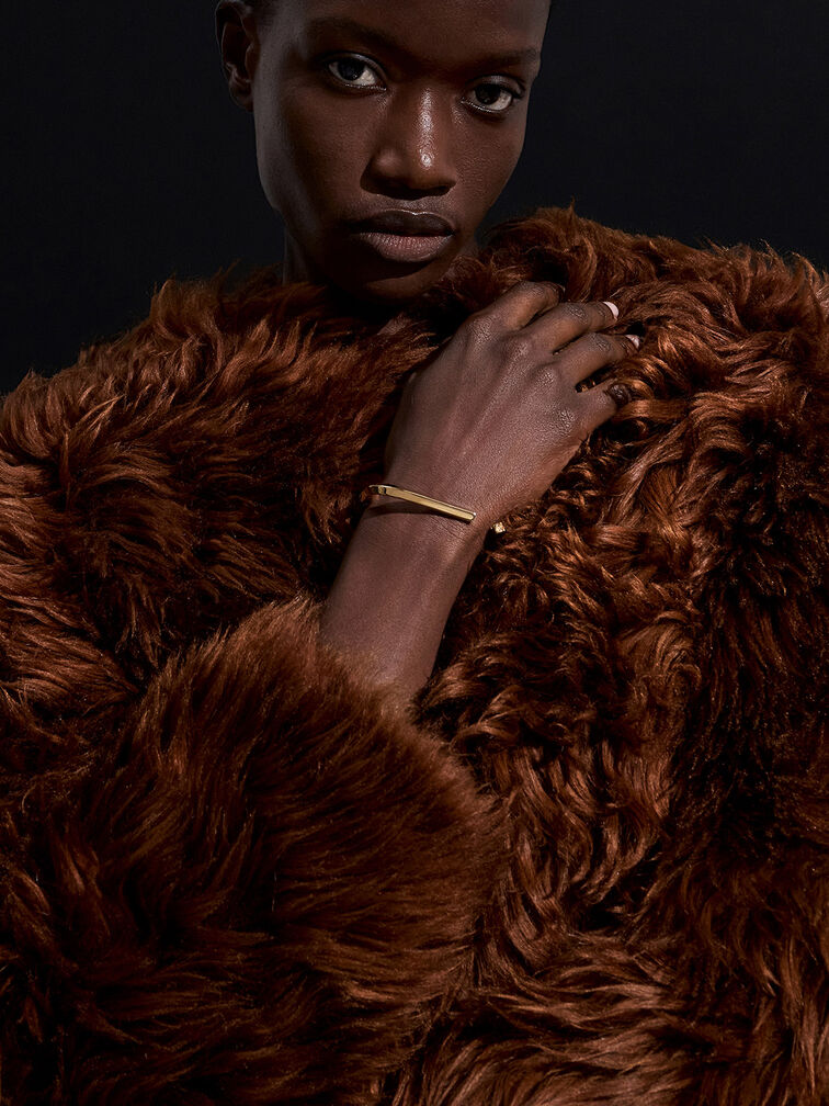 Angular Cuff Bracelet, Gold, hi-res