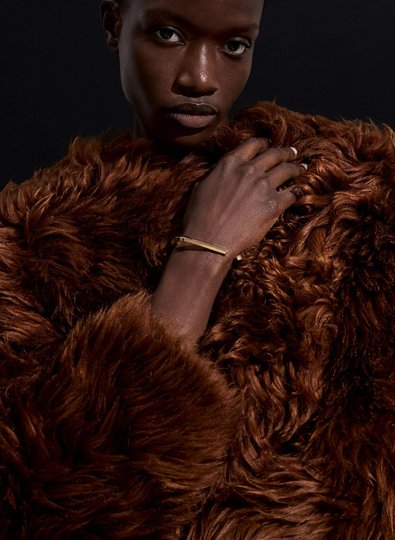 Angular Cuff Bracelet, Gold, hi-res
