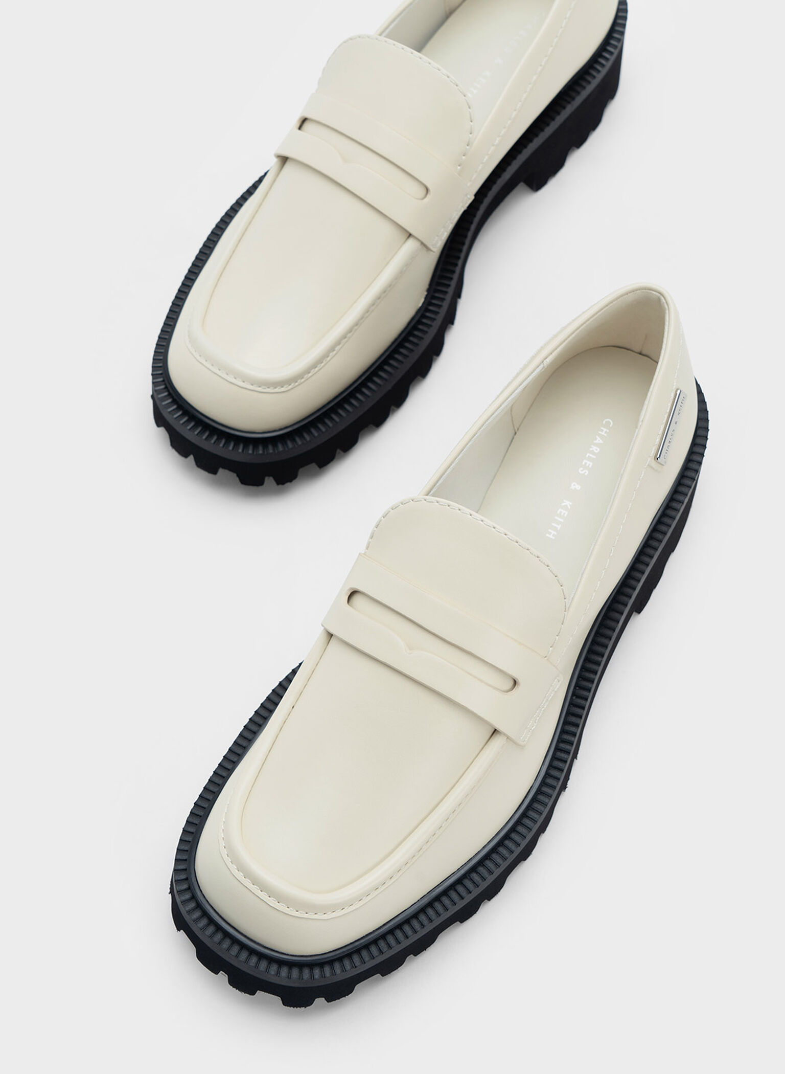 Remy Covered Ridge-Sole Loafers, Chalk, hi-res