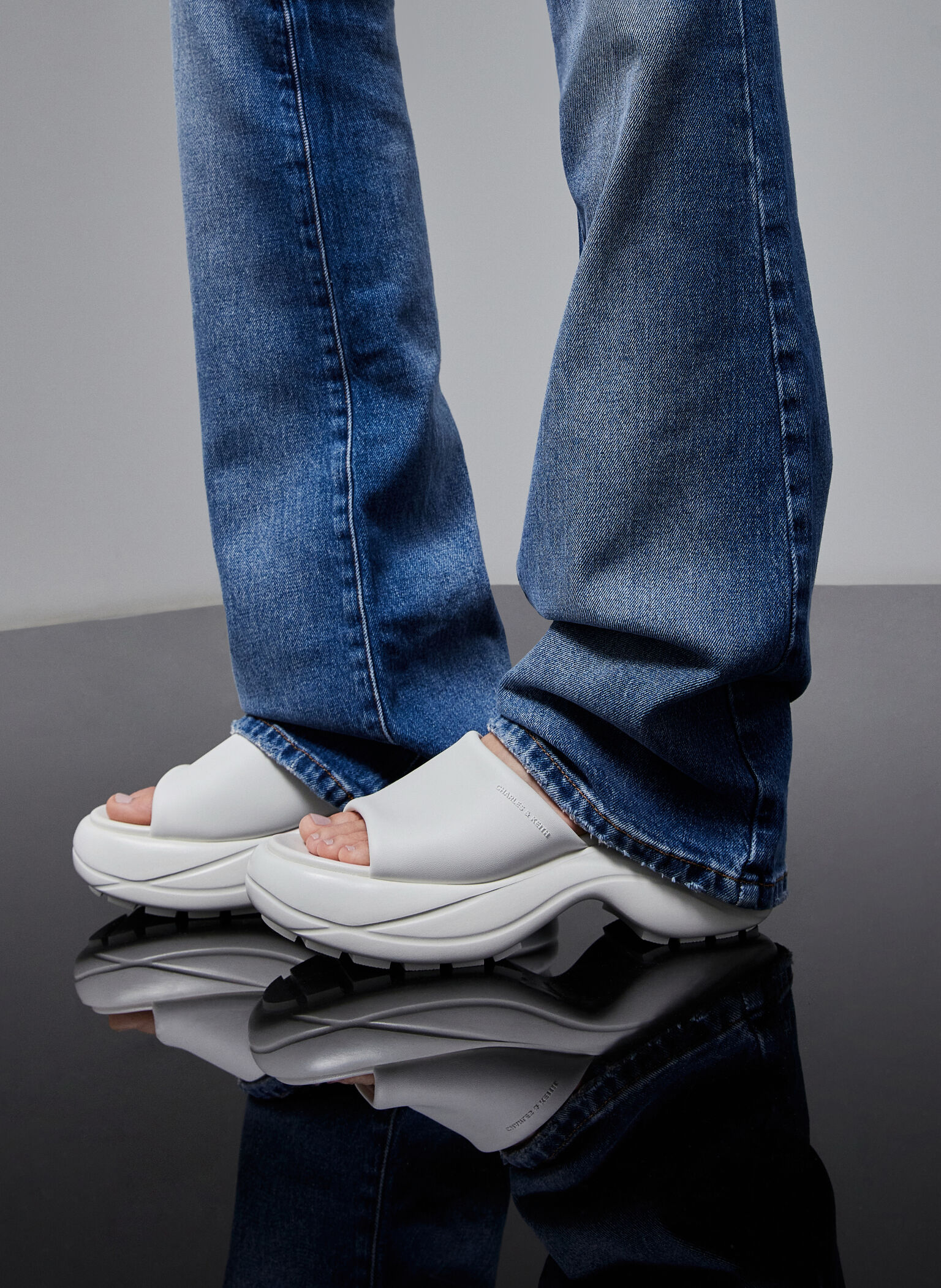 Wide-Strap Curved Platform Sports Sandals, White, hi-res
