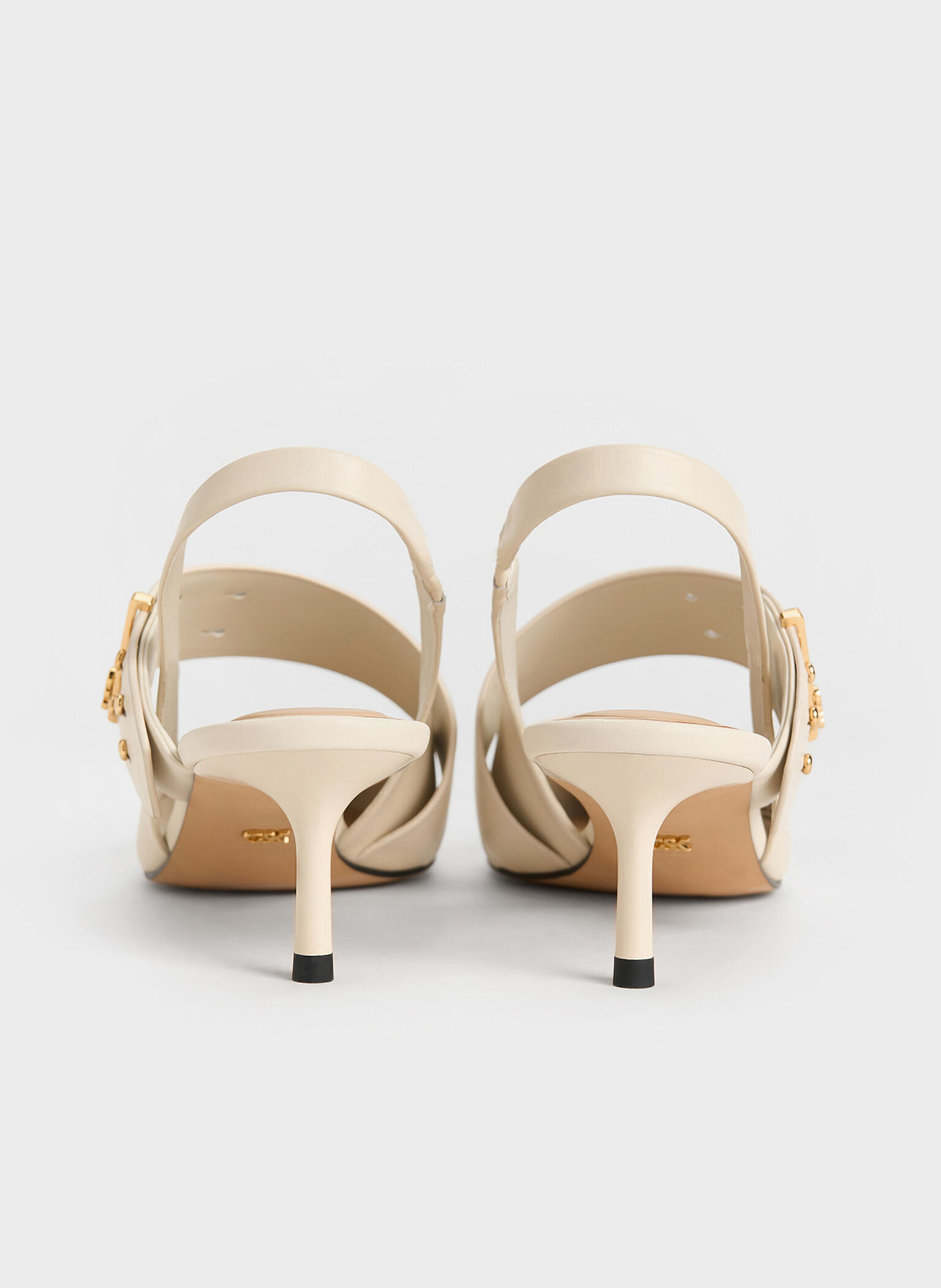 Leather Asymmetric-Strap Slingback Mary Jane Pumps, White, hi-res