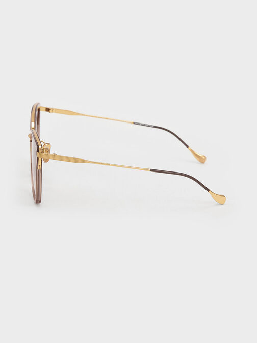 Recycled Acetate Wire-Frame Butterfly Sunglasses, Taupe, hi-res