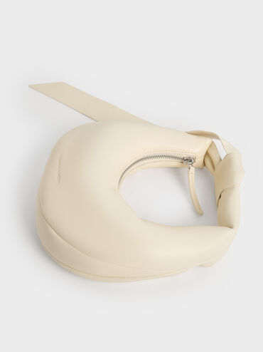 Micro Toni Knotted Crescent Hobo Bag, Chalk, hi-res