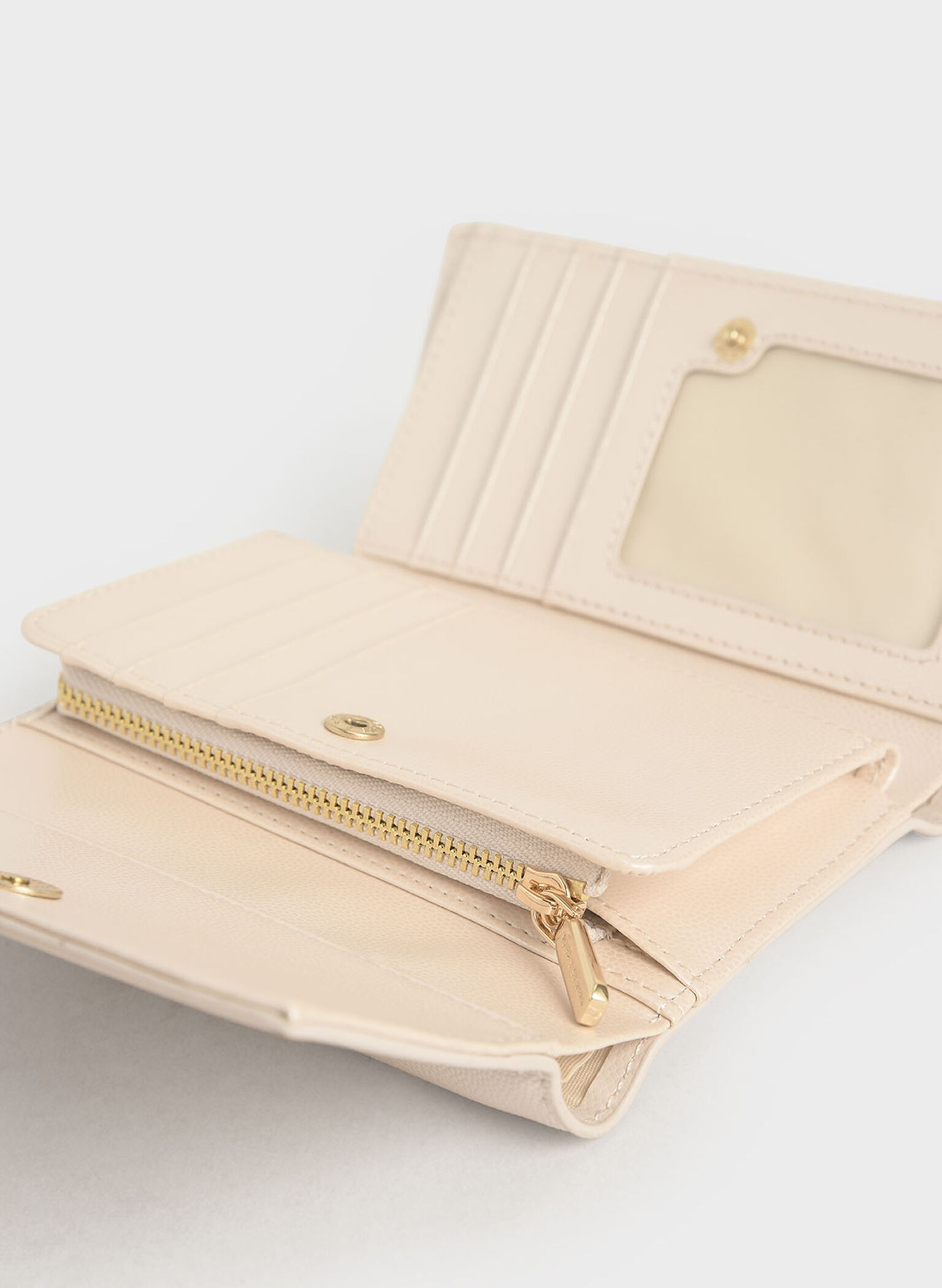 Pearl Metallic Accent Short Wallet - CHARLES & KEITH UK