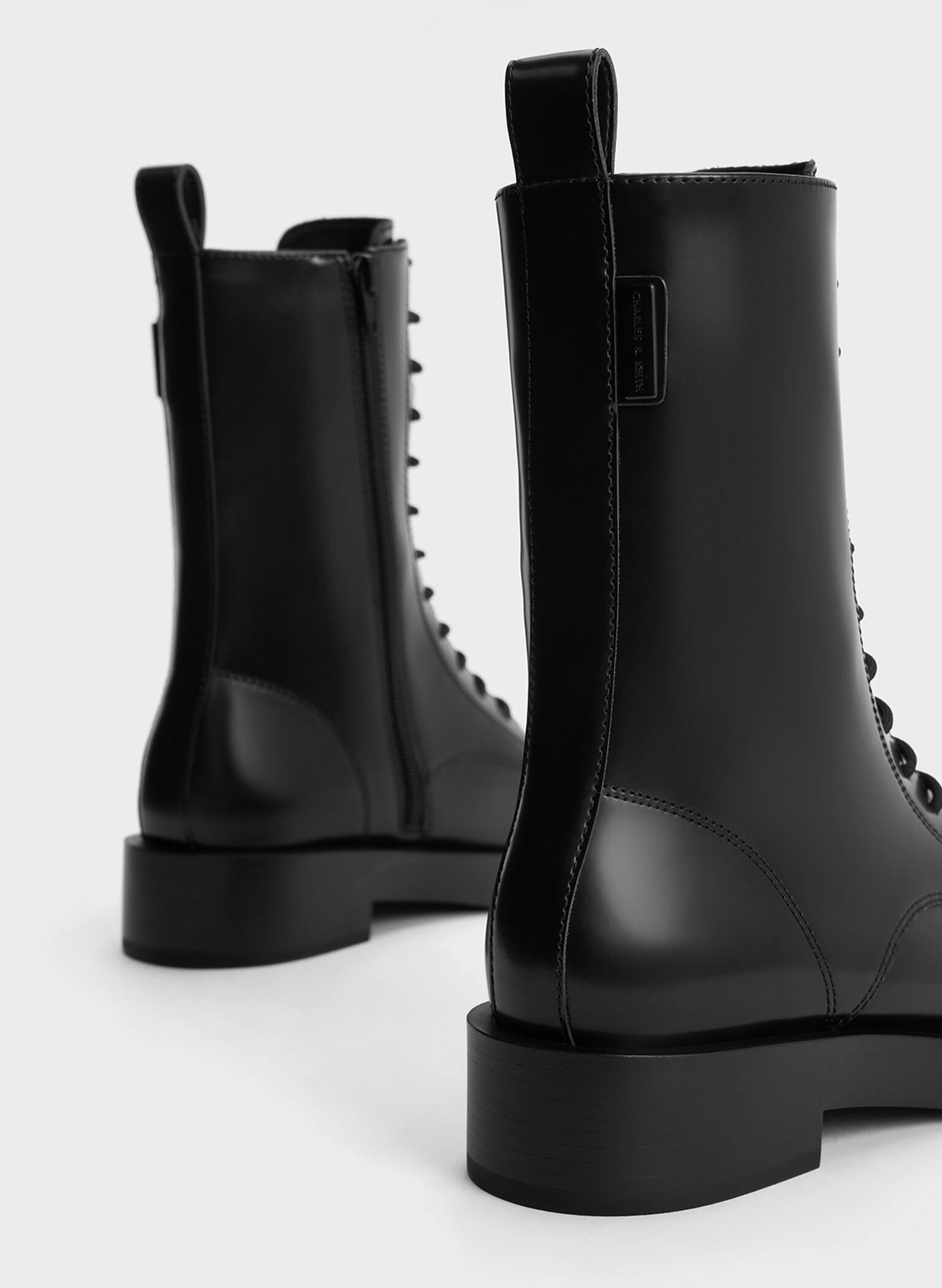 Lace-Up Calf Boots, Black Box, hi-res