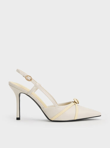 Rose Pointed-Toe Slingback Pumps, Butter, hi-res