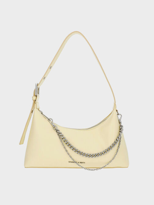 Atwood Chain-Embellished Shoulder Bag, Butter Yellow, hi-res