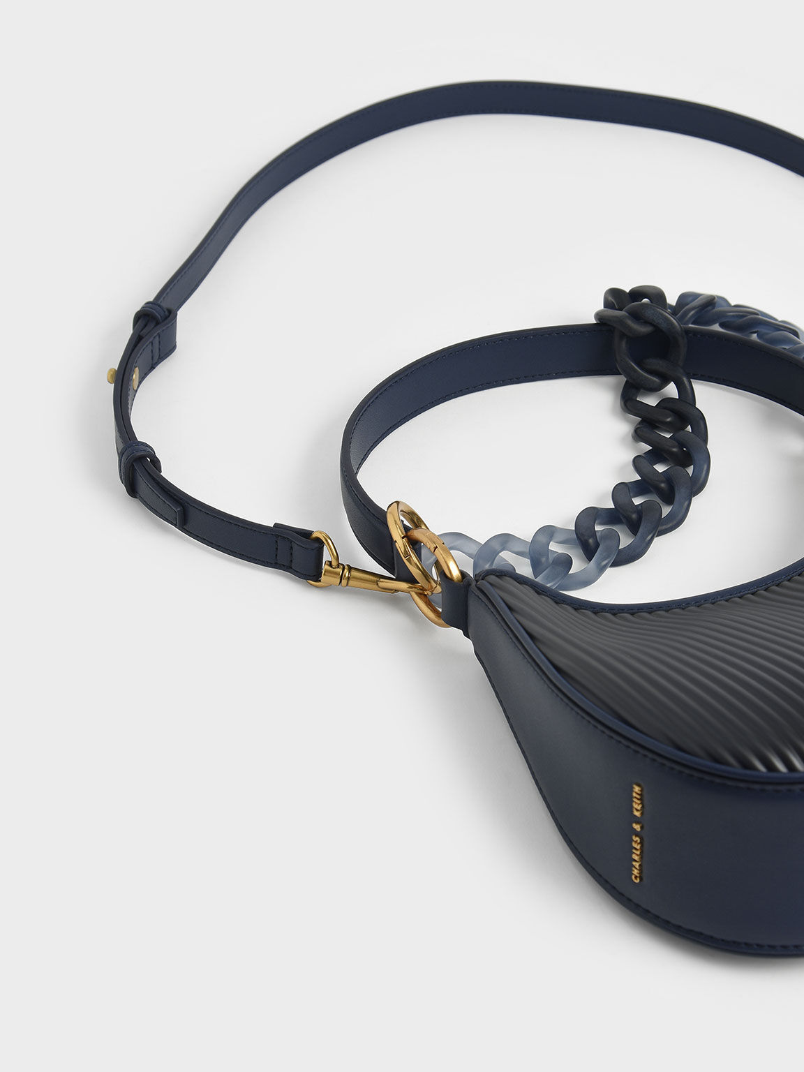Acrylic Chain Handle Hobo Bag, Navy, hi-res