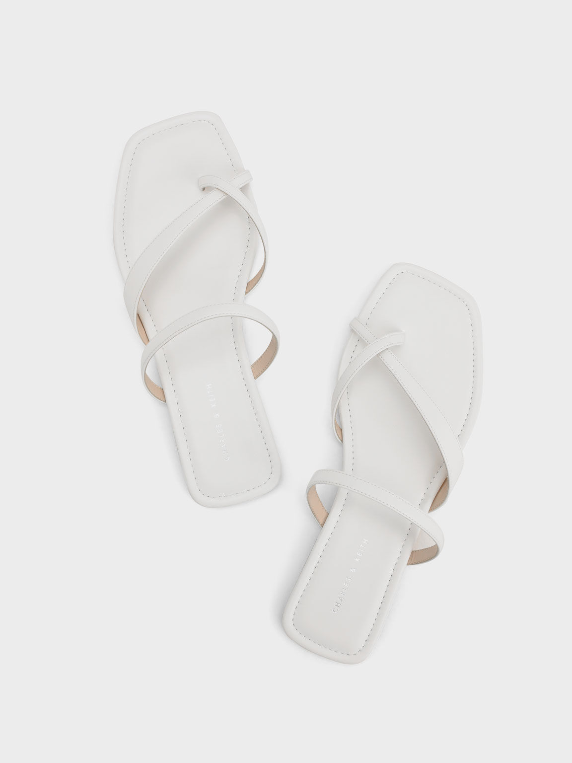 Toe-Loop Slide Sandals, White, hi-res