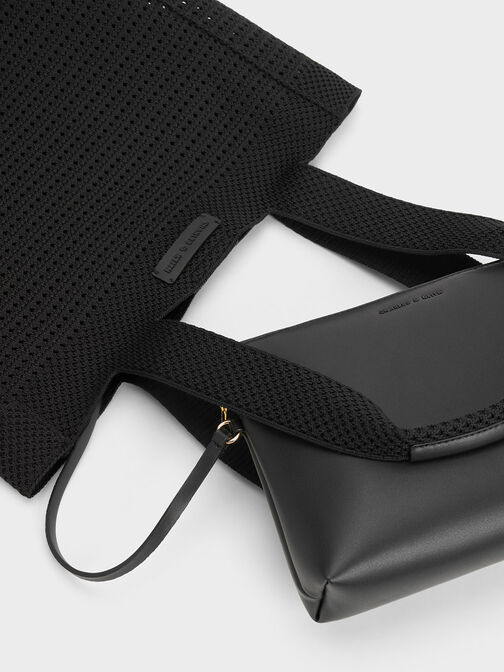 Ida Knitted Tote Bag, Black, hi-res