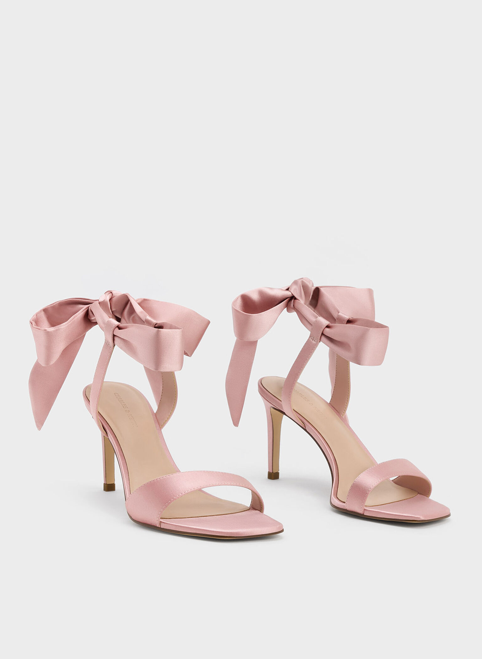 Eliana Satin Tie-Around Heeled Sandals, Pink, hi-res