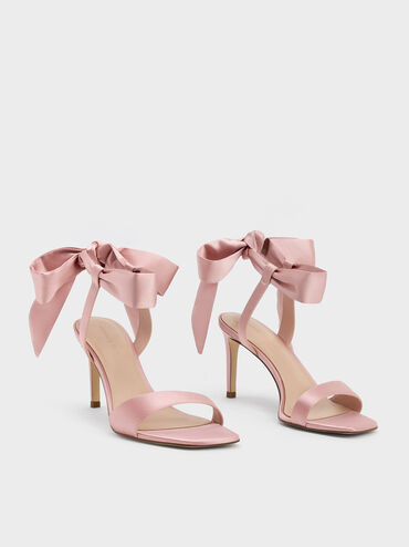 Eliana Satin Tie-Around Heeled Sandals, Pink, hi-res